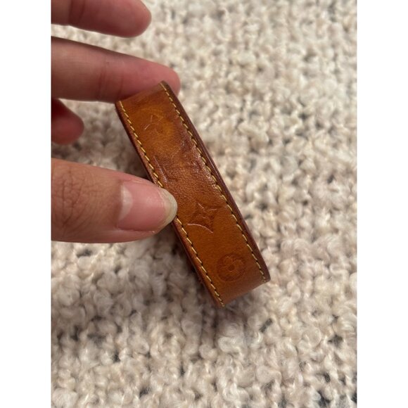 Louis Vuitton Monogram Leather Bracelet With Gold-Tone Floral Clasp - Picture 6 of 10